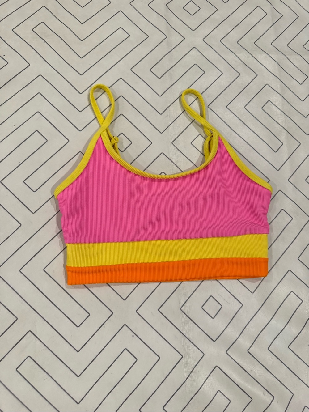 Beach Riot Ribbed Neon Colorblock Bikini Top